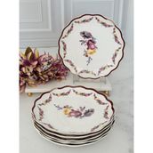 Rossev Porselen Pasta Tabak 6'lı 19 cm Romance - 250 ml - Kırmızı