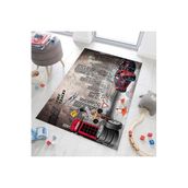 Rovigo RVG0453 Siyah Dijital Baskı Yıkanabilir Kaymaz Taban 120x180 cm Çocuk Halısı