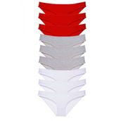 Royaleks 9 Adet Kırmızı Gri Beyaz Süper Eko Set Likralı Kadın Slip Külot