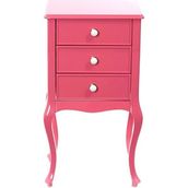 Roys Ahşap 3 Çekmeceli Masif Lake Pembe Komodin