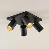 Rsylight Metal Hareketli Modern Siyah Kare 4'lü Günışığı Ampullü Led Spot Avize
