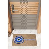 Rug Mood Modern Dijtal Baskı Nazar Boncuk Temalı Kapı Önü Paspası - 45 x 70 cm - Açık Mavi