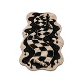 Rugs Modern Halı SDT Sanatsal İllüzyonlu Satranç Desenli Krem Tonlu Soyut Dokuma Taban Dekoratif Halı sdt1399