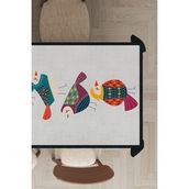 Rugviva MSO212 Dokuma Elit Kumaş Papağan Desenli Açık Gri Leke Tutmayan 140x100 cm Masa Örtüsü
