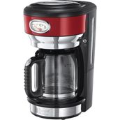 Russell Hobbs 21700-56 Retro Ribbon Filtre Kahve Makinesi Kırmızı, 10 Fincana Kadar, 1.25 L Cam Süra - Renkli