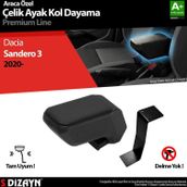 S Dizayn Dacia Sandero ABS Siyah 2020 Üzeri A+Kalite Çelik Ayaklı Kolçak