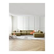 S Home Design Concept Frida 5 Modül Pofidik Modüler Kanepe Xl Köşe Koltuk Takımı Sağ Köşe, Keten Yağ Yeşili