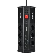 S-Link PRZ03 Prizhive 3 Metre 1860 Joule 3x1.5mm 2xusb 2xtype C 2.4A/5V 250V 16A/3860W 6 Lı Akım Korumalı Priz - Siyah