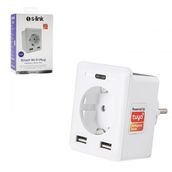 S-Link SL-04 2.4GHZ Tuya Destekli 2XUSB 10A Wifili Akım Korumalı Priz