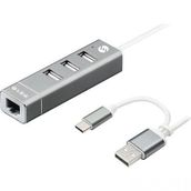 S-Link SW-U222 Swapp Type-C USB 2.0 10-100 Mbps 3 Port USB Ethernet Adaptör