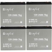 Safir 12 V - 24 Ah Grafen Jel Akü 4'lü Set Elektrikli Bisiklet Aküsü - Açık Gri