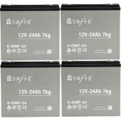 Safir 12 V - 24 Ah Grafen Jel Akü 4'lü Set Elektrikli Bisiklet Aküsü