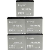 Safir Akü Safir 12 V - 24 Ah Grafen Jel Akü 5'li Set Elektrikli Bisiklet Aküsü Yüksek Performans ve Uzun Ömürlü - Açık Gri