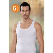 Şahinler ME030 Beyaz Pamuklu 6'lı Erkek Atlet