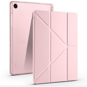 Samsung Galaxy Tab A9+ Plus / A11+ Plus Uyumlu Üçgen Standlı Uyandırma Fonksiyonlu Tablet Kılıfı - Toz Pembe