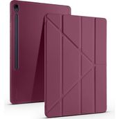 Samsung Galaxy TAB S10 FE Plus Uyumlu 13.1 inç Kalem Bölmeli Standlı Tri‑folding Tablet Kılıfı - Mürdüm