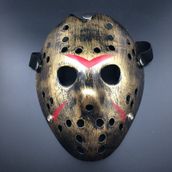 Samur Bakır Renk Kırmızı Çizgili Tam Yüz Hokey Jason Hannibal Maskesi