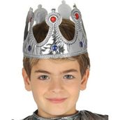 Samur Gümüş Renk Kumaş Malzemeden İmal Çocuk 57 cm Kral Tacı