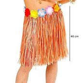 Samur Yetişkin ve Çocuk Uyumlu 40 cm Turuncu Renk Püsküllü Hawaii Luau Hula Etek