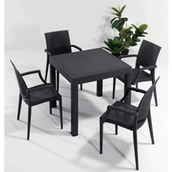 Sandalie Rattan Antrasit 80x80 cm Bahçe Masa Seti