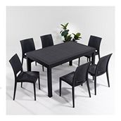 Sandalie Rattan Antrasit 90x150 cm Bahçe Masa Seti