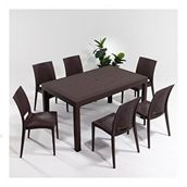 Sandalie Rattan Kahve 90x150 cm Bahçe Masa Seti