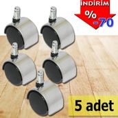 Sandalye Tekerleği Ofis Koltuğu Tekerleği Koltuk Ayağı 5 Ad Krom