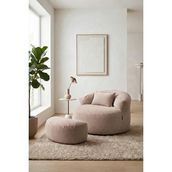 Sapien Home Sapıen Home Relax Berjer ve Puf Koltuk Takımı - Kitap Okuma Tv Koltuğu - Vizon