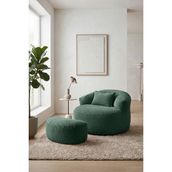 Sapien Home Sapıen Home Relax Berjer ve Puf Koltuk Takımı - Kitap Okuma Tv Koltuğu - Zümrüt Yeşili