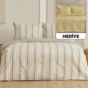 Sarah Anderson Mancy İpliği Boyalı Yeşil Bej Çift Kişilik Nevresim Takımı