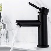 Sardıcı Siyah Kaplama Çift Su Girişli Yüksek Model Lavabo Bataryası