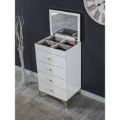 Sare Home Arya Modern Şifonyer 4 Çekmeceli 60x106 cm Beyaz Aksesuar Bölmeli Tasarım