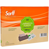 Sarff 100 Mikron Parlak A4 Pvc 100'lü Laminasyon Filmi
