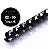 Sarff 14 mm Plastik Spiral Siyah 60-90 Yaprak Kapasiteli 100'lü Kutu Plastik Spiral
