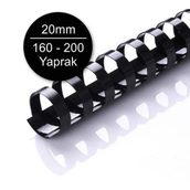 Sarff 20 mm Plastik Siyah 160-200 Yaprak Kapasiteli 100'lü Spiral