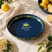 Sarkap Home 26 cm Lemon Design Lacivert Meyve Tabağı - Turuncu