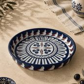 Sarkap Home 26 cm Mavi Ebru Desen Meyve Tabağı