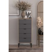 SARMOBİ Arden 5 Çekmeceli Şifonyer/Çamaşırlık 50x105x40 cm Antrasit – Modern Tasarım