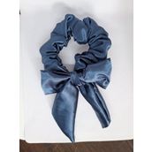 Saten Fiyonklu Saç Tokası, Lacivert, Büyük Boy Scrunchie Toka -Saç Acıtmaz