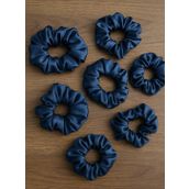 Saten Saç Tokası, 5'li Set, Parlak renklerde, Lastikli Scrunchie, Nişan, Düğün, Kına Gecesi,Doğum Günü Hediyesi (lacivert)