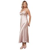 Saten Uzun Gecelik, Dantel işlemeli Uzun Sabahlık Tül, Babydoll, Şort ve Pijama 6 parça Kadın için Set, Barina 8690, kızarmak, XL