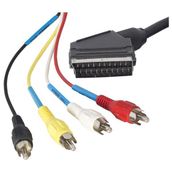 Scart 4 Rca 1.2 Metre Kablo Powermaster (5'li Paket) - Siyah