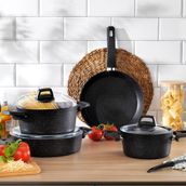 Schafer 7 Parça Siyah Black Stone Tencere Seti