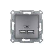 Schneider EPH2700262 2'li 2.1A Asfora Çelik Usb Prizi