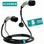 Schoner 22KW (32A) Tip 2 Premium Elektrikli Araç Şarj Kablosu 5 Metre - Siyah, IP54 Suya Dayanıklı, Tüm Elektrikli Araçlarla Uyumlu