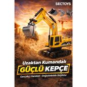 scntoys Uzaktan Kumandalı Şarjlı Full Fonksiyonlu İnşaat Ekskavatör Oyuncak 4 Başlıklı Kumandalı Kepçe