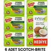 Scotch Brite Bulaşık Süngeri Yeşil 2'li Oluksuz X 6 Paket / 12 Sünger (evissa 100 Gr. Güzellik Sabunu Hediye
