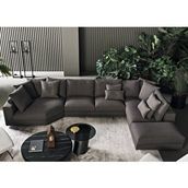 SCY Home Garden Burlone Özel Tasarım Metal Ve Ahşap Iskeletli Salon İçi L Modern Oturma Grubu L Köşe Koltuk Takımı Siyah
