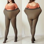 Secret Moda Büyük Beden Ince Görünümlü Thinlooking Ten Renk Termal Peluş Kadın Külotlu Çorap - Siyah - 3XL