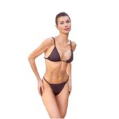 secret night halka detaylı bikini takımı kadın plaj giyim dekolteli kahverengi 36